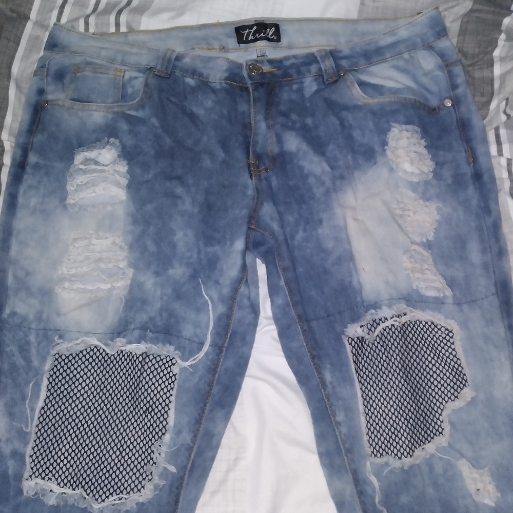 ripped jeans with netting